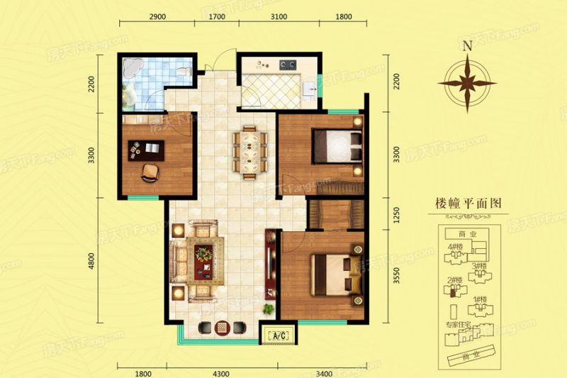 包头装修方案包头奥林1号108.87㎡