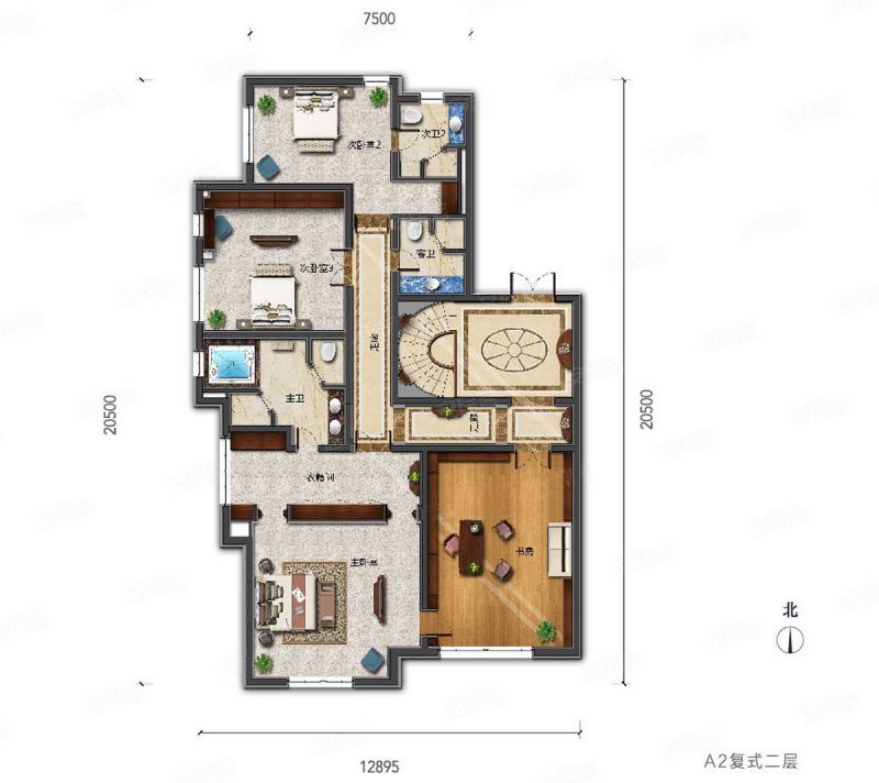 包头装修方案鹿城上院A2复式486.00平米